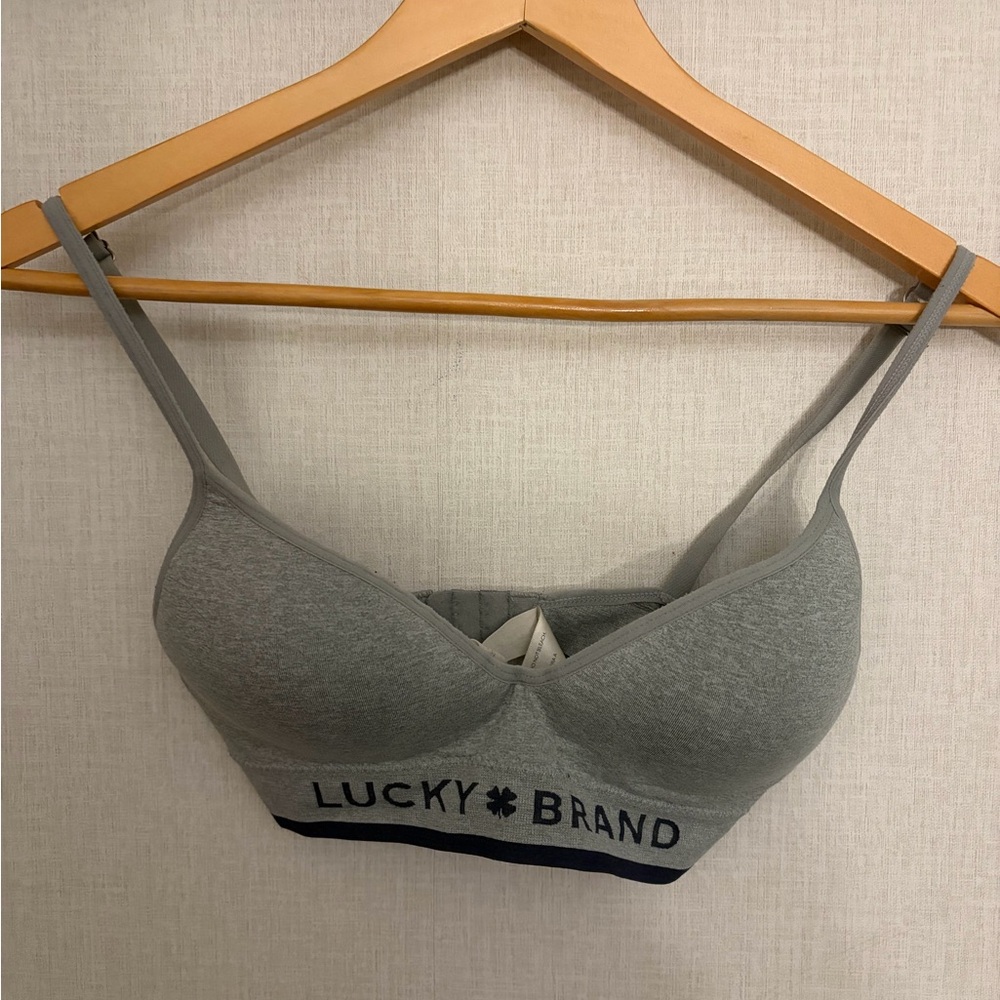 Lucky Brand Gray Bra Top with Navy Trim